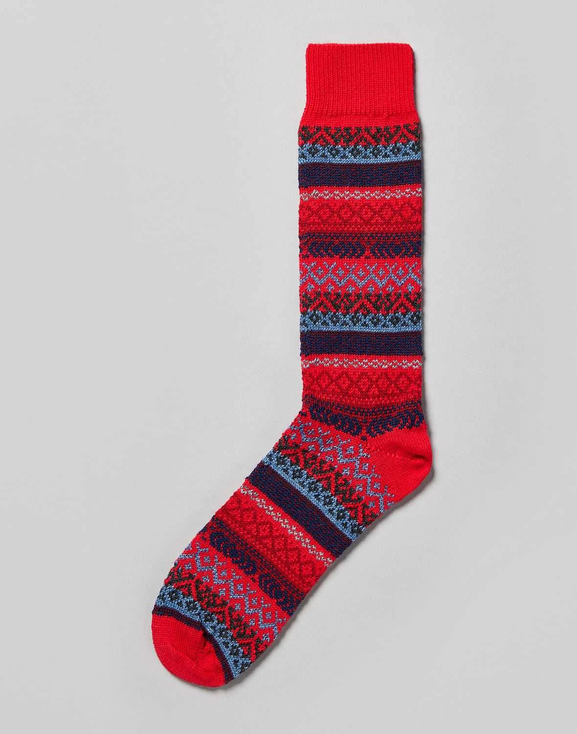 Fair Isle Socks - Red 3 Fair Isle Socks - Red