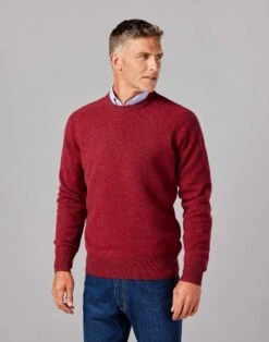 Lambswool Crew Neck Jumper - Red