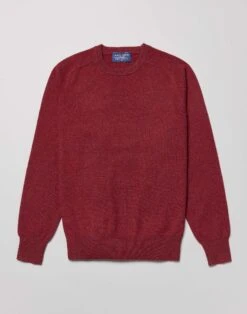Lambswool Crew Neck Jumper - Red -Joseph Turner Shop Mens Red Lambswool Crew Neck Jumper MKLWCRRDE 3