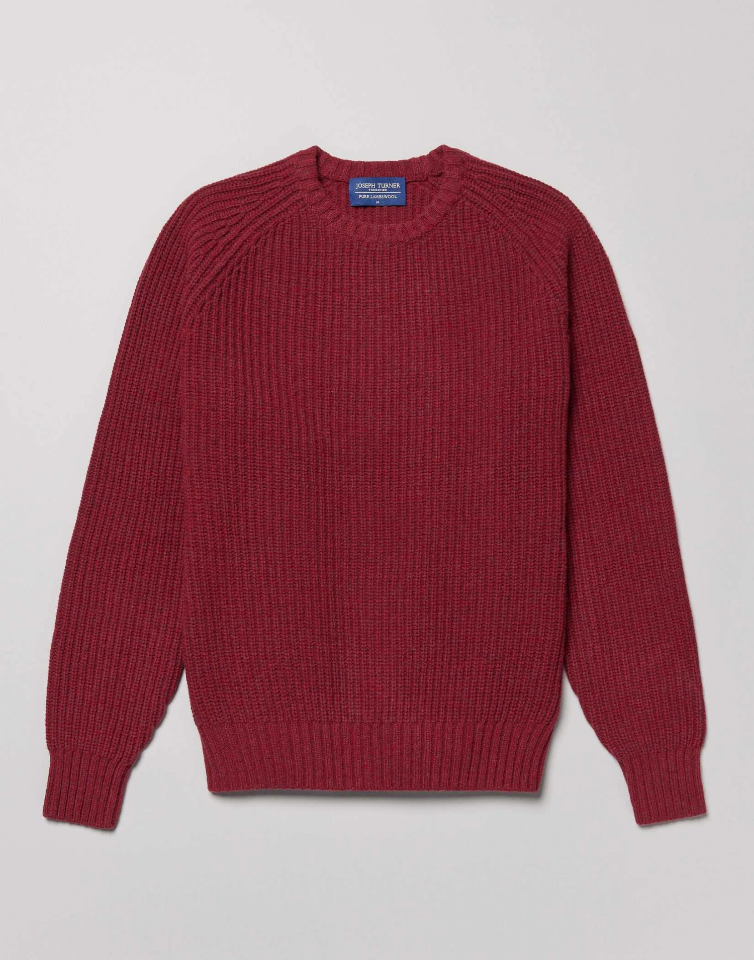 Lambswool Whitby Rib Crew Neck Jumper - Red 5 Lambswool Whitby Rib Crew Neck Jumper - Red - Image 3