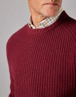 Lambswool Whitby Rib Crew Neck Jumper - Red 10 Lambswool Whitby Rib Crew Neck Jumper - Red -Joseph Turner Shop Mens Red Lambswool Whitby Crew Neck Jumper MKLWWRRED 4
