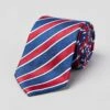 Red/Navy Stripes Woven Silk Tie -Joseph Turner Shop Mens Red Navy Striped Woven Silk Tie Woven Silk Tie MAT571 1