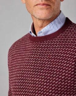 Nordic Crew Neck Jumper - Red -Joseph Turner Shop Mens Red Nordic Crew Neck Jumper MKNORDRED 4