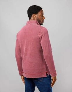 Washed Pique Half Zip Sweatshirt - Red -Joseph Turner Shop Mens Red Washed Pique Sweatshirt MTHZWPRED 2