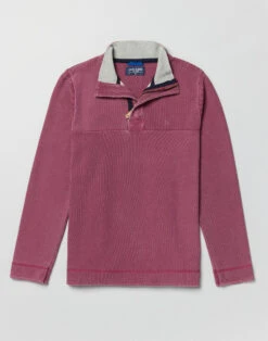 Washed Pique Half Zip Sweatshirt - Red -Joseph Turner Shop Mens Red Washed Pique Sweatshirt MTHZWPRED 3