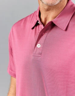 Mercerised Jersey Polo Shirt - Rose -Joseph Turner Shop Mens Rose Mercerised Jersey Polo Shirt MTPOMEROS 4
