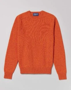 Shetland Crew Neck Jumper - Rust -Joseph Turner Shop Mens Rust Shetland Crew Neck Jumper MKSHCRORA 3