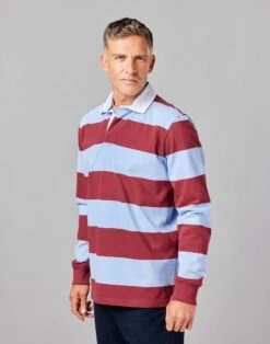 Rugby Shirt - Sky/Burgundy