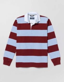 Rugby Shirt - Sky/Burgundy -Joseph Turner Shop Mens Sky Burgundy Rugby Shirt MTRUGBSKB 3