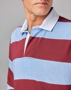 Rugby Shirt - Sky/Burgundy -Joseph Turner Shop Mens Sky Burgundy Rugby Shirt MTRUGBSKB 4