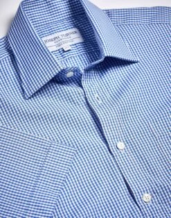 Blue Gingham Check Shirt - Short Sleeve