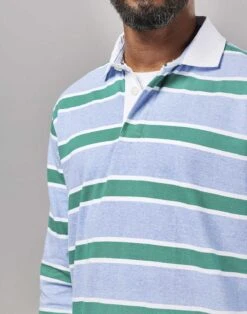 Rugby Shirt - Sky/Green -Joseph Turner Shop Mens Sky Green Rugby Shirt MTRUGBSKG 4