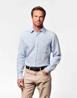 Linen Shirt Long Sleeve - Light Blue