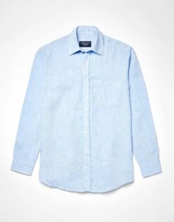 Linen Shirt Long Sleeve - Light Blue -Joseph Turner Shop Mens Sky Long Sleeve Linen Shirt MCLNLSLIB 3