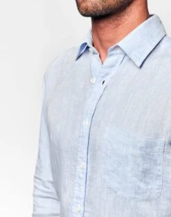Linen Shirt Long Sleeve - Light Blue -Joseph Turner Shop Mens Sky Long Sleeve Linen Shirt MCLNLSLIB 4