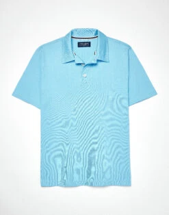 Mercerised Jersey Polo Shirt - Sky -Joseph Turner Shop Mens Sky Mercerised Jersey Polo Shirt MTPOMESKY 3