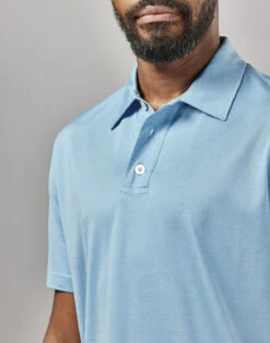 Mercerised Jersey Polo Shirt - Sky -Joseph Turner Shop Mens Sky Mercerised Jersey Polo Shirt MTPOMESKY 4