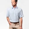 Linen Shirt Short Sleeve - Light Blue -Joseph Turner Shop Mens Sky Short Sleeve Linen Shirt MCLNSSLIB 1