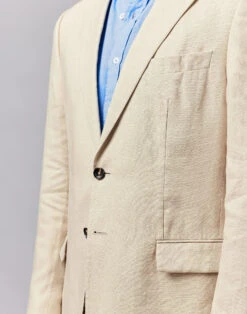Linen Suit Jacket - Stone -Joseph Turner Shop Mens Stone Linen Jacket MJLSJKSTN 4