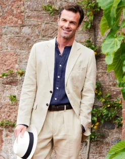 Linen Suit Jacket - Stone -Joseph Turner Shop Mens Stone Linen Jacket MJLSJKSTN 5