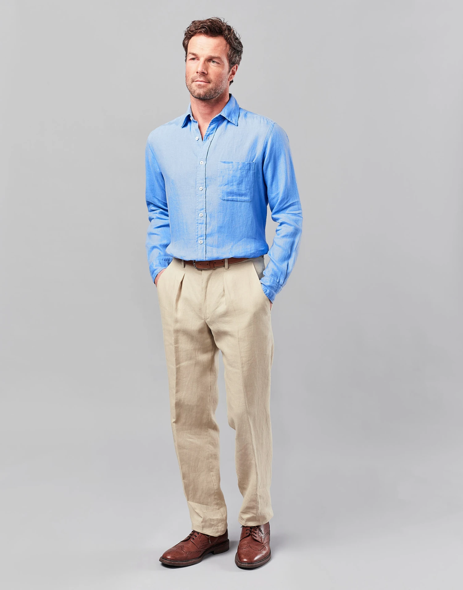 Linen Suit Trousers - Stone 3 Linen Suit Trousers - Stone