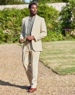 Linen Suit Trousers - Stone 11 Linen Suit Trousers - Stone -Joseph Turner Shop Mens Stone Linen Trousers MJLSTRSTN 5
