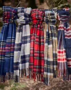 Lambswool Scarf - Tan/Navy -Joseph Turner Shop Mens Tan Navy Lambswool Scarf MASCLWNYE 3