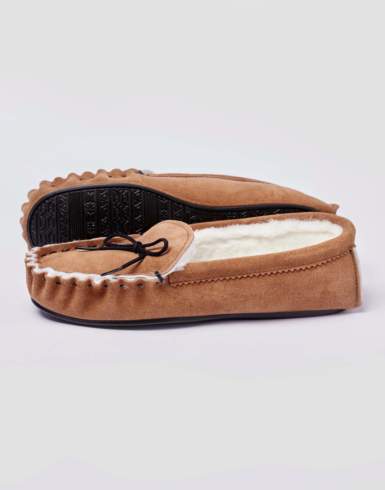 Sheepskin Moccasin Slipper - Tan Suede 3 Sheepskin Moccasin Slipper - Tan Suede
