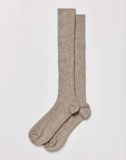 Classic Wool Long Socks - Taupe
