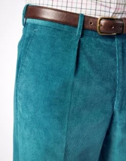 Needlecord Trousers - Teal -Joseph Turner Shop Mens Teal Needlecord Trousers MRNCORTEA 3