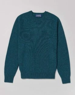 Shetland Crew Neck Jumper - Teal 11 Shetland Crew Neck Jumper - Teal -Joseph Turner Shop Mens Teal Shetland Crew Neck Jumper MKSHCRTEA 3