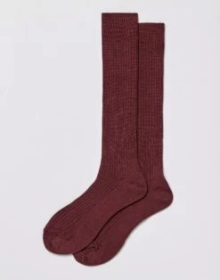Classic Wool Long Socks - Wine