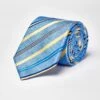 Yellow Stripes On Blue Woven Silk Tie
