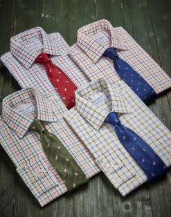 Olive/Pink/Turquoise Country Check Shirt -Joseph Turner Shop c0bef252 mens partridges on red country woven silk tie matw12 2