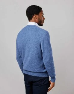 Lambswool Cardigan - Blue -Joseph Turner Shop c80f808b mens blue lambswool cardigan mklwcable 2