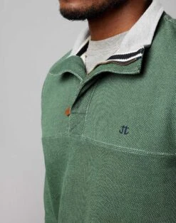 Washed Piqué Half Zip Sweatshirt - Green -Joseph Turner Shop f9cb2b26 mens green washed pique sweatshirt mthzwpgre 4