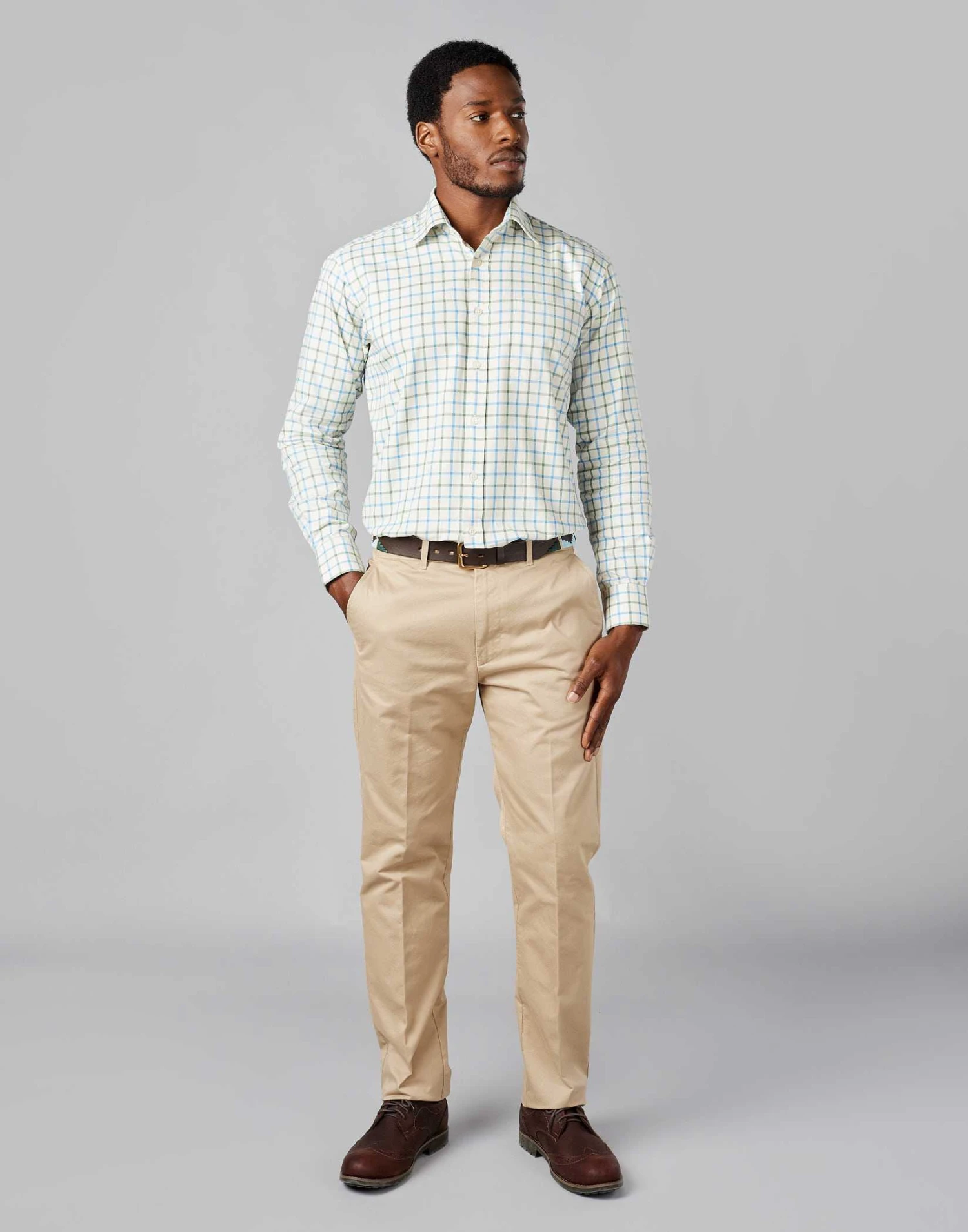 Flat Front Chinos - Pebble 3 Flat Front Chinos - Pebble
